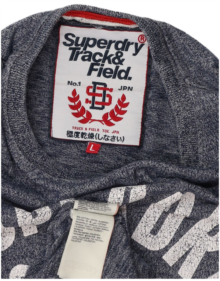SUPERDRY Tricou grafic pentru atletism pentru bărbați Top mare, albastru, bumbac cu pete