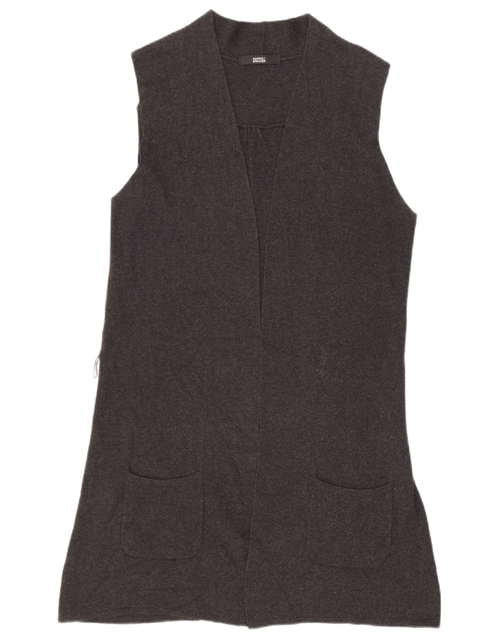 Pulover cardigan fără mâneci pentru femei Marks & Spencer UK 12 gri mediu