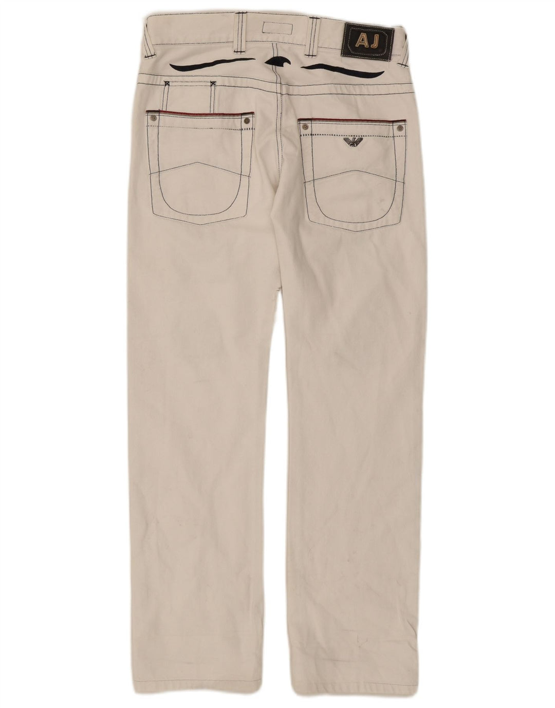 Blugi drepți distressed pentru femei Armani W32 L30 bumbac alb