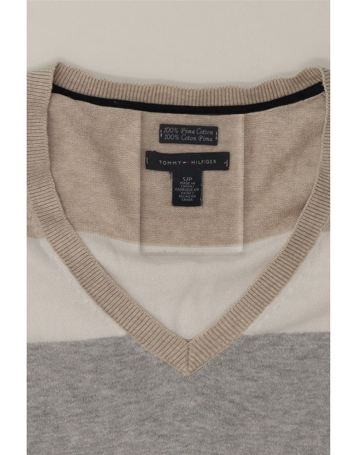 TOMMY HILFIGER Womens V-Neck Jumper Sweater UK 10 Small Multicoloured Vintage Tommy Hilfiger and Second-Hand Tommy Hilfiger from Messina Hembry 