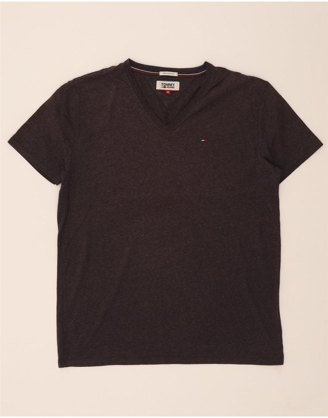 TOMMY HILFIGER Mens Regular Fit T-Shirt Top Medium Grey Cotton Vintage Tommy Hilfiger and Second-Hand Tommy Hilfiger from Messina Hembry 