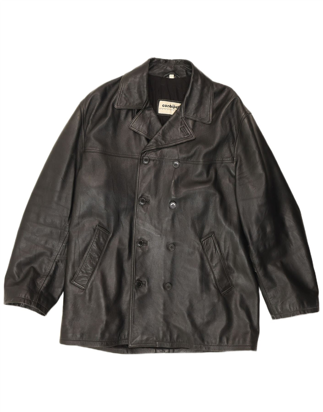 Palton din piele pentru bărbați Conbipel, mărimea 52, mare, neagră