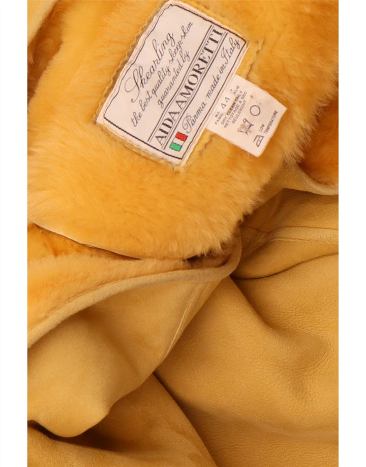 Palton supradimensionat din shearling pentru femei Vintage, la două piept, IT 44 Galben mediu