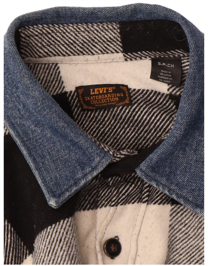 LEVI'S Mens Flannel Shirt Small Black Check Polyester
