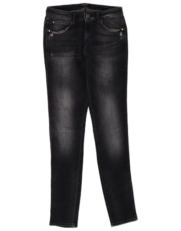 Blugi skinny pentru femei Guess Curve distressed W28 L30 bumbac negru