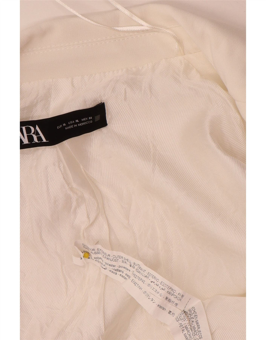 Jachetă pentru femei Zara cu mâneci 3/4 deschise, UK 18 XL, poliester alb