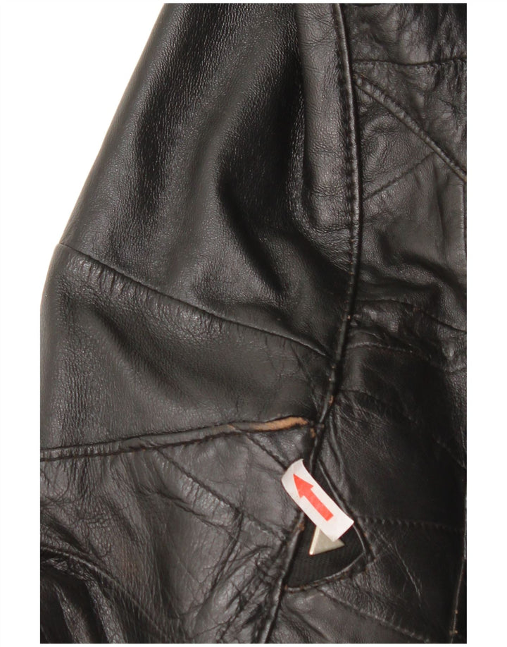 Jachetă Bomber din piele vintage pentru femei UK 12 Piele neagră medie