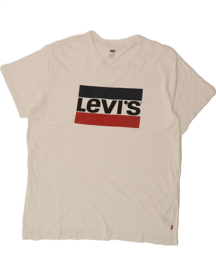 LEVI'S Mens Graphic T-Shirt Top XL White Cotton Vintage Levi's and Second-Hand Levi's from Messina Hembry 