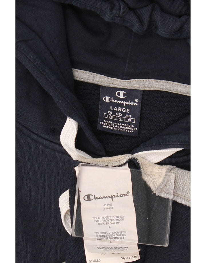 Pulover cu glugă cu fermoar grafic Champion pentru bărbați, mare, albastru, bumbac color bloc