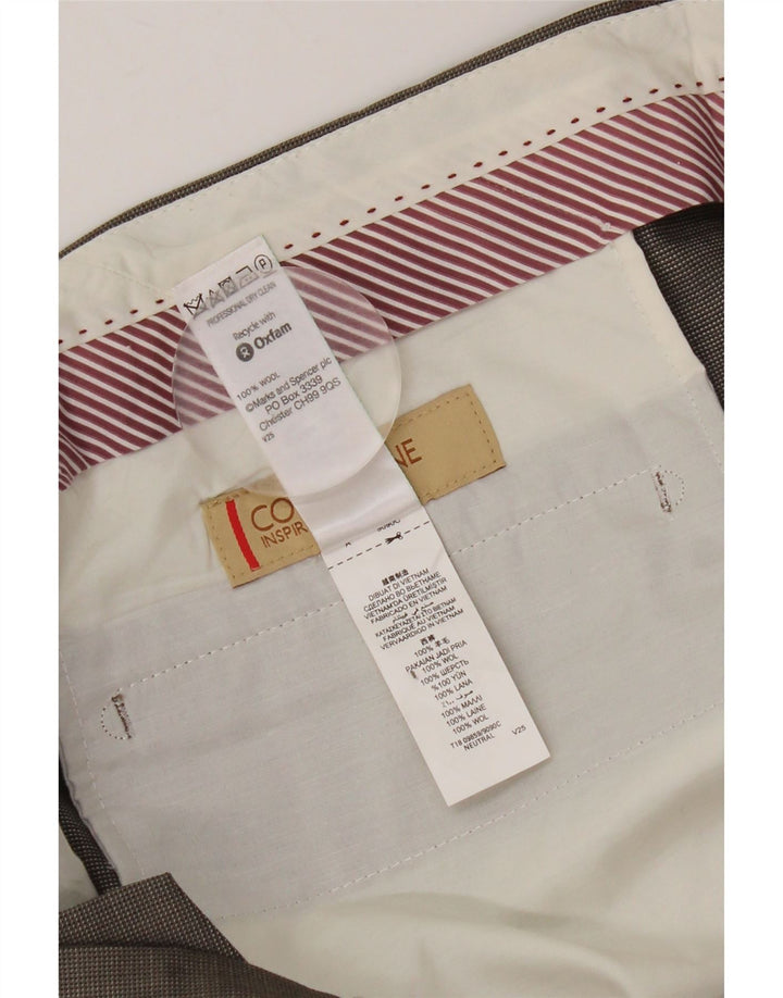 MARKS & SPENCER Pantaloni drepți pentru bărbați L38 L31 Lână maro