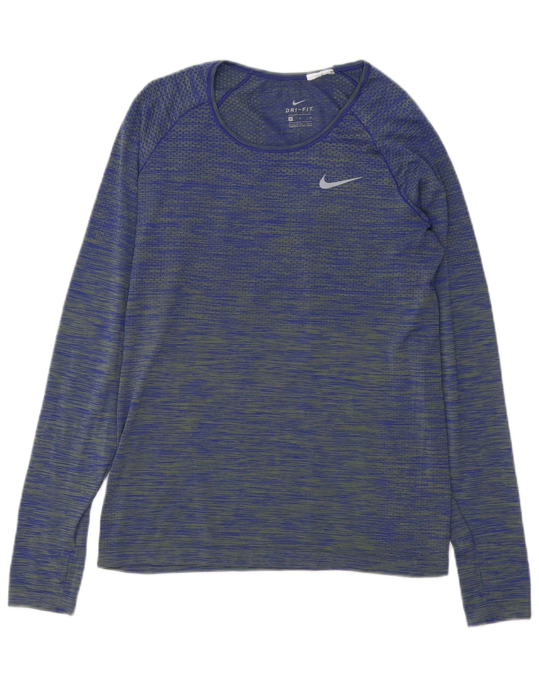 Top cu mânecă lungă Nike Dri Fit pentru femei UK 12 Medium Blue Striped