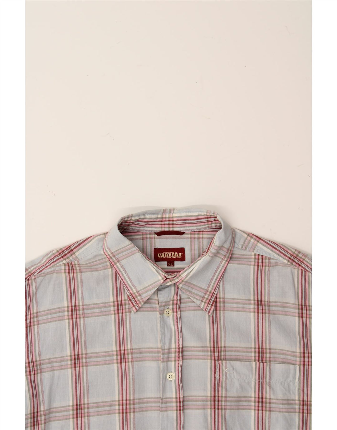 CARRERA Mens Short Sleeve Shirt XL Blue Check Cotton Vintage Carrera and Second-Hand Carrera from Messina Hembry 