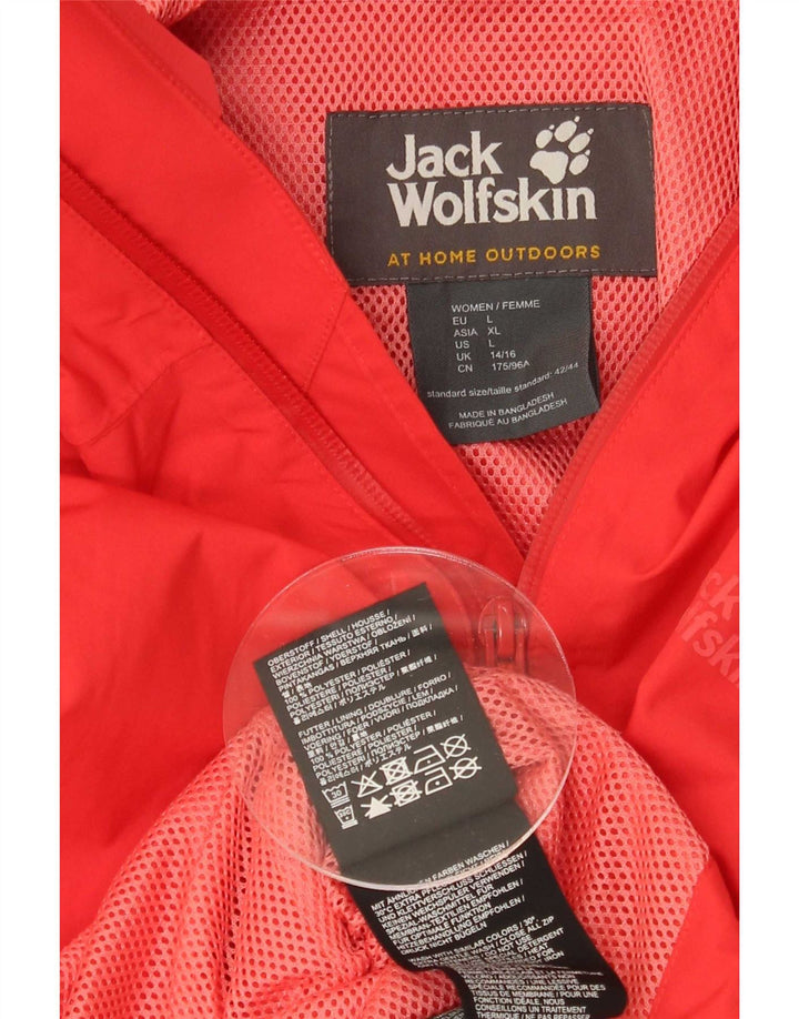 Jack Wolfskin Jachetă de ploaie cu glugă pentru femei UK 14/16 Poliester roșu mare