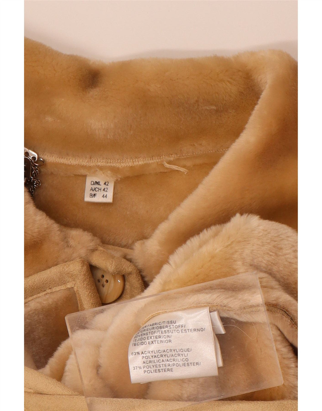Jachetă Sherpa pentru femei VINTAGE EU 44 XL Bej Acrilic