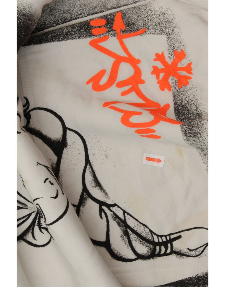 Pulover ZARA pentru femei Frozen Graphic Hoodie UK 10 Small White