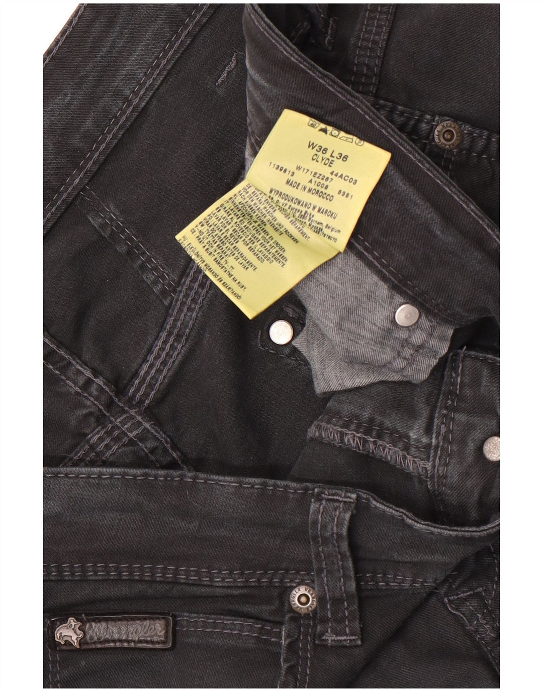 Blugi drepti Wrangler Clyde pentru bărbați W36 L32 bumbac negru