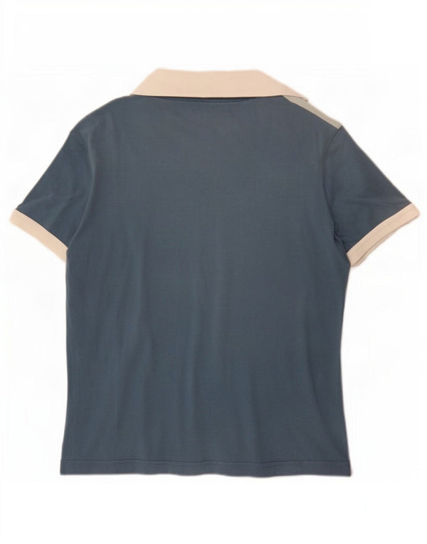 Maui and Sons Womens Polo Shirt UK 14 Medium Blue Colourblock Cotton