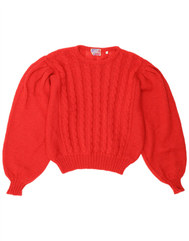 Pulover vintage pentru femei cu gât roșu și pulover IT 44 Medium Red Mohair
