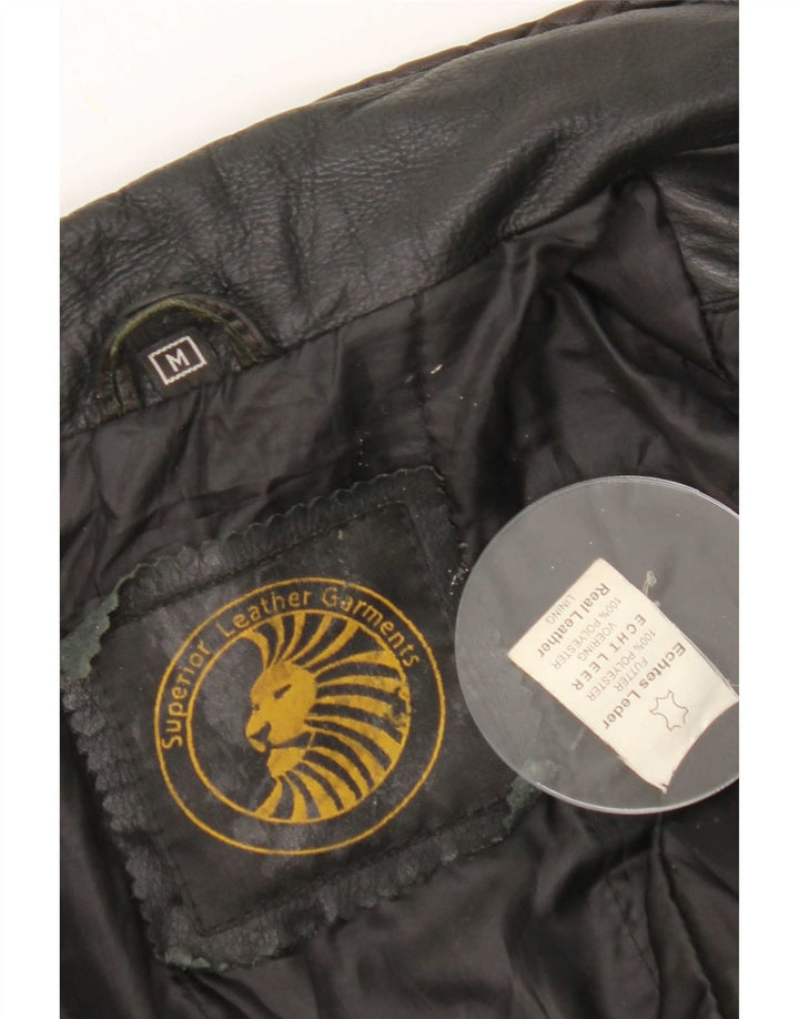 Jachetă de piele vintage pentru femei UK 14 Medium Black