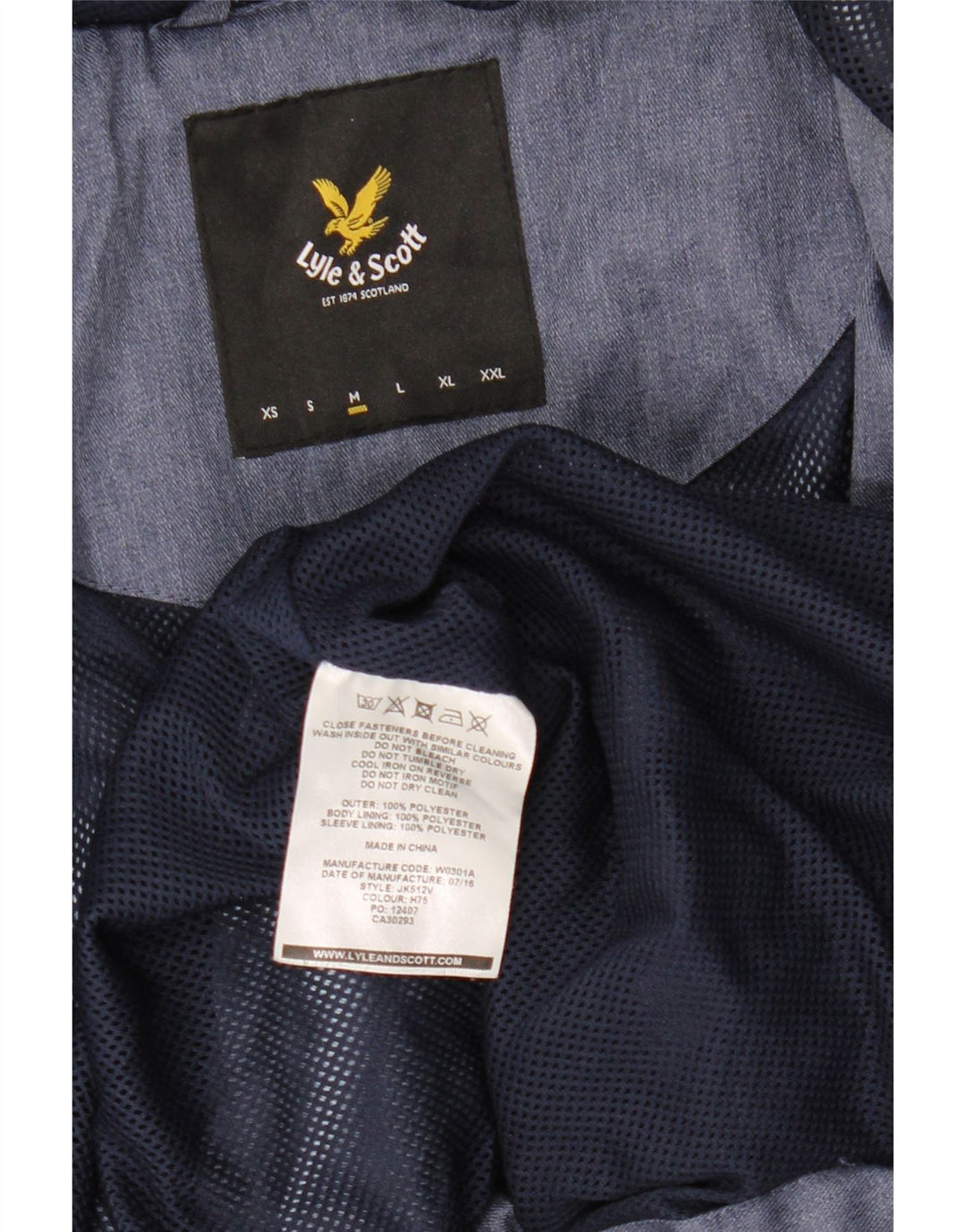 Jachetă de ploaie cu glugă Lyle & Scott pentru bărbați UK 38 Poliester albastru mediu