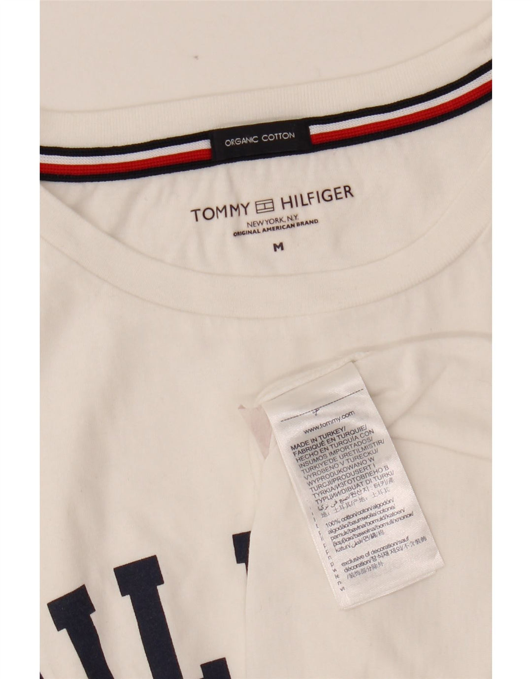 TOMMY HILFIGER Tricou cu grafic pentru femei Top UK 14 Bumbac alb mediu