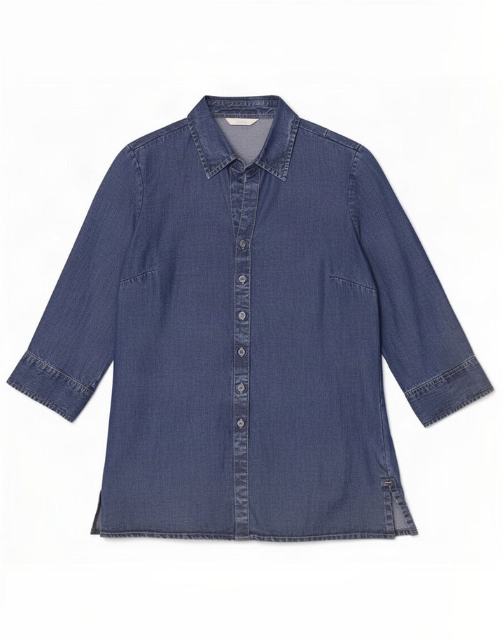 Cămașă din denim pentru femei Marks & Spencer cu mâneci 3/4 UK 12 Medium Blue Lyocell