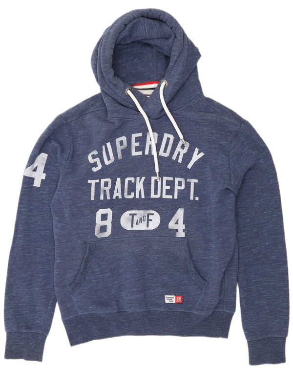 Pulover cu glugă grafic Superdry pentru bărbați, bumbac cu pete albastru marin mediu