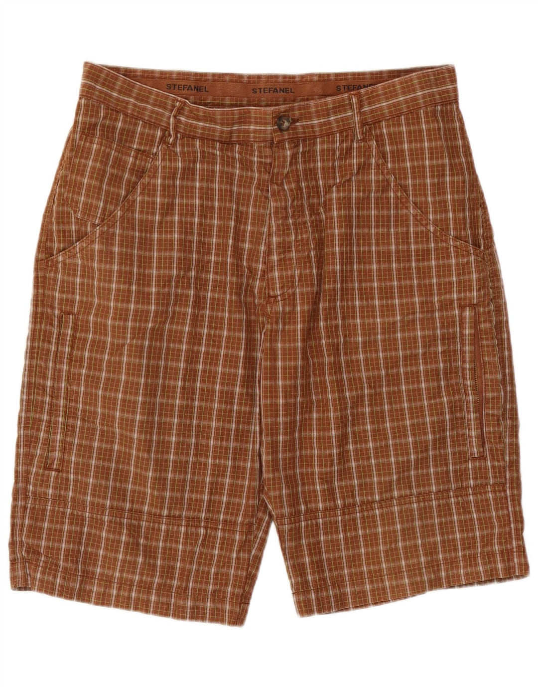 Pantaloni scurți cargo Stefanel pentru bărbați IT 46 Small W30 Brown Check