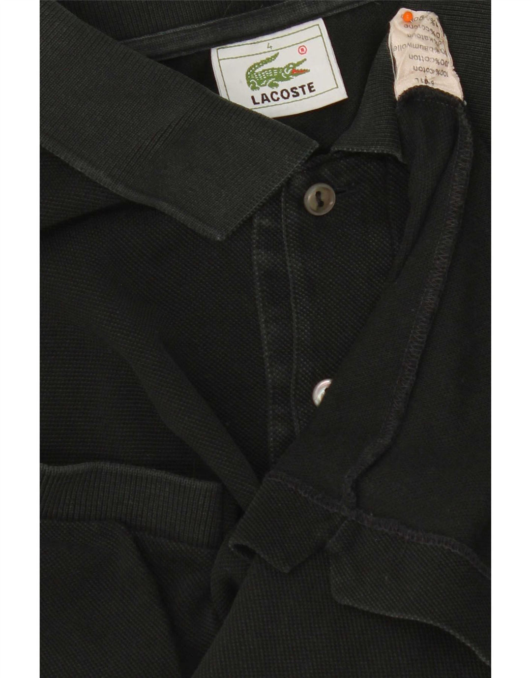 Tricou polo Lacoste pentru bărbați, mărimea 4, bumbac negru mediu