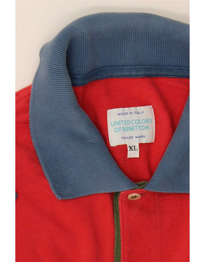 Tricou polo pentru bărbați Benetton XL, roșu, bloc de culoare