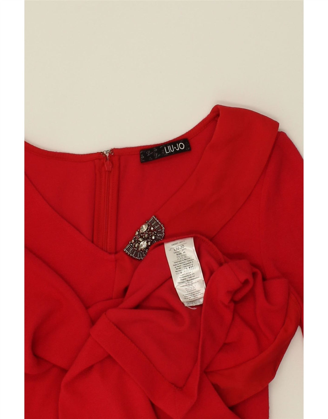 LIU JO Womens 3/4 Sleeve Bodycon Dress IT 40 Small Red Polyester Vintage Liu Jo and Second-Hand Liu Jo from Messina Hembry 