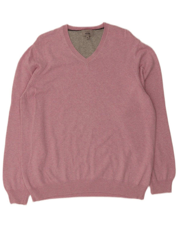 Pulover pentru bărbați Marks & Spencer, cu decolteu în V, XL, bumbac roz