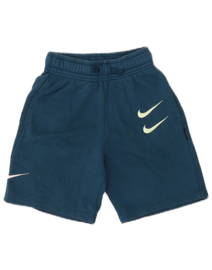 Pantaloni scurți sport grafic NIKE pentru băieți 8-9 ani, mici, albastru, bumbac
