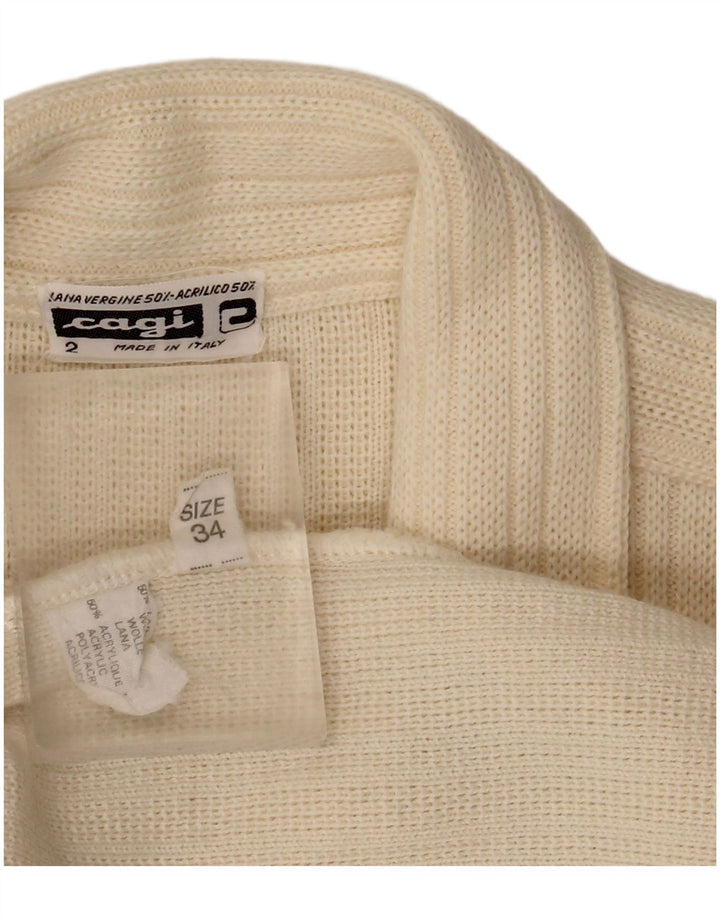 Pulover cardigan supradimensionat pentru femei CAGI IT 34 2XS alb catifelat