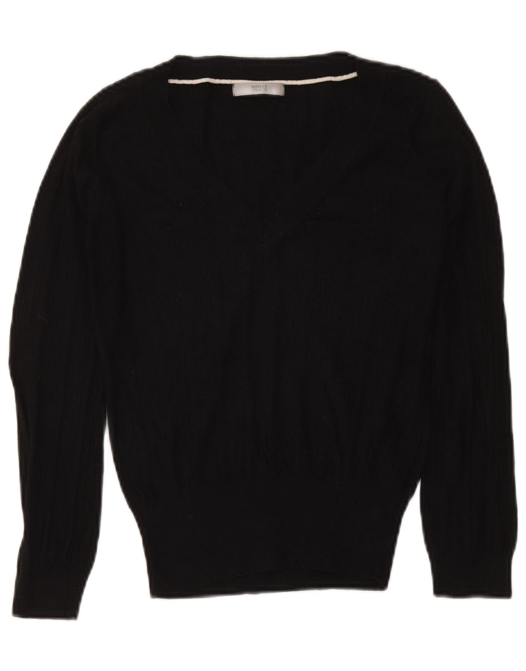 Pulover cu decolteu în V pentru femei Marks & Spencer, UK 12 Medium Negru