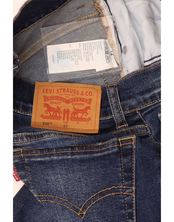 LEVI'S Blugi skinny 510 distressed pentru baieti 11-12 ani W26 L30 bumbac albastru