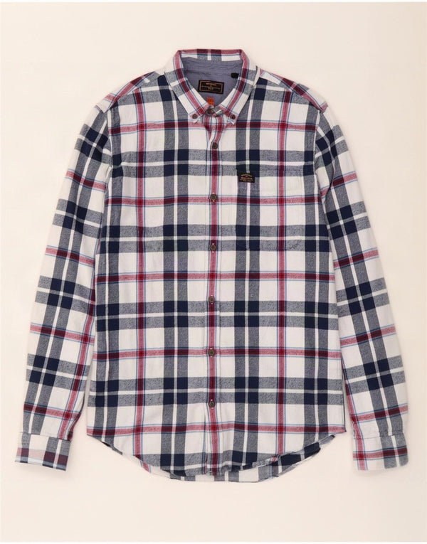 Cămașă de flanel pentru bărbați Superdry, din bumbac cu carouri, albastru bleumarin