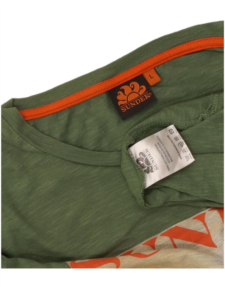 Tricou grafic Sundek pentru bărbați Top mare din bumbac cu pete verzi