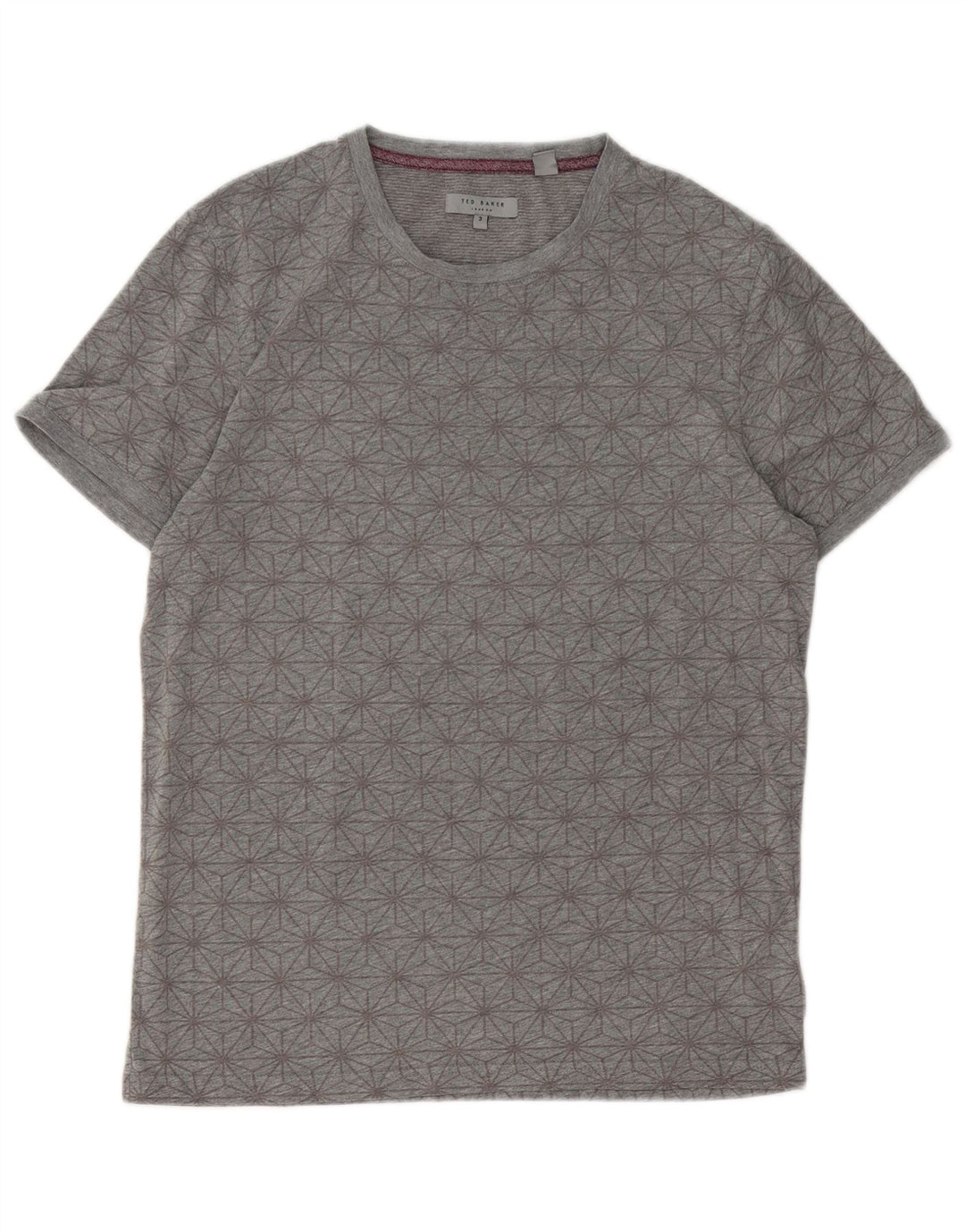 Tricou grafic pentru bărbați Ted Baker Mărimea 3, bumbac geometric mediu, gri
