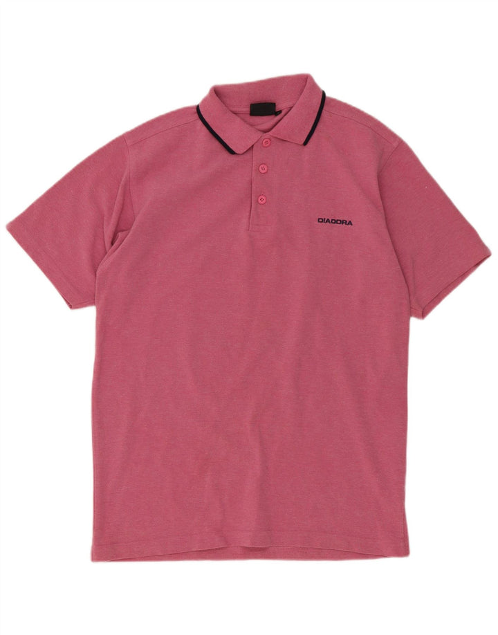 Tricou polo pentru bărbați Diadora, poliester cu dungi roz mic