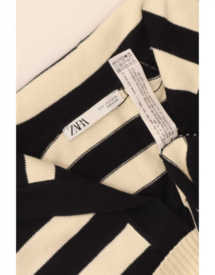Pulover supradimensionat pentru femei Zara, cu gât rulat, cu dungi mici, negru, UK 10