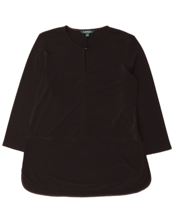 Top cu tunică cu mâneci 3/4 pentru femei Ralph Lauren UK 16 Poliester negru mare