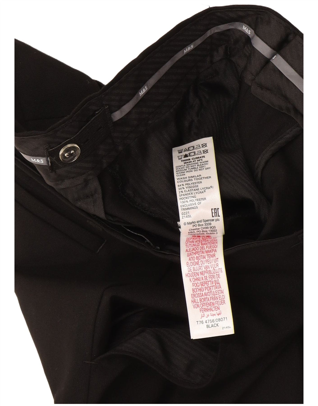 Marks & Spencer Pantaloni subțiri pentru băieți 12-13 ani L32 L27 Poliester negru