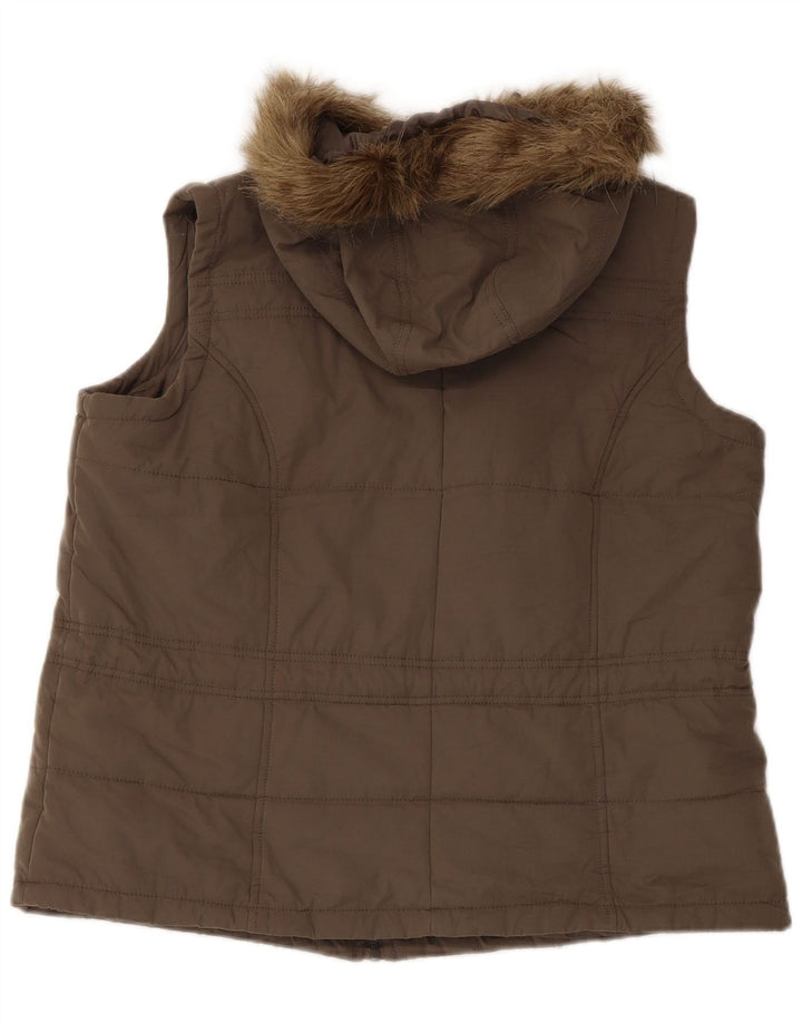 Gilet căptușit cu glugă pentru femei Marks & Spencer UK 16 Poliester kaki mare