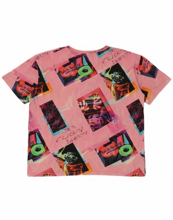 Tricou grafic supradimensionat pentru femei Desigual Top UK 10 Small Pink