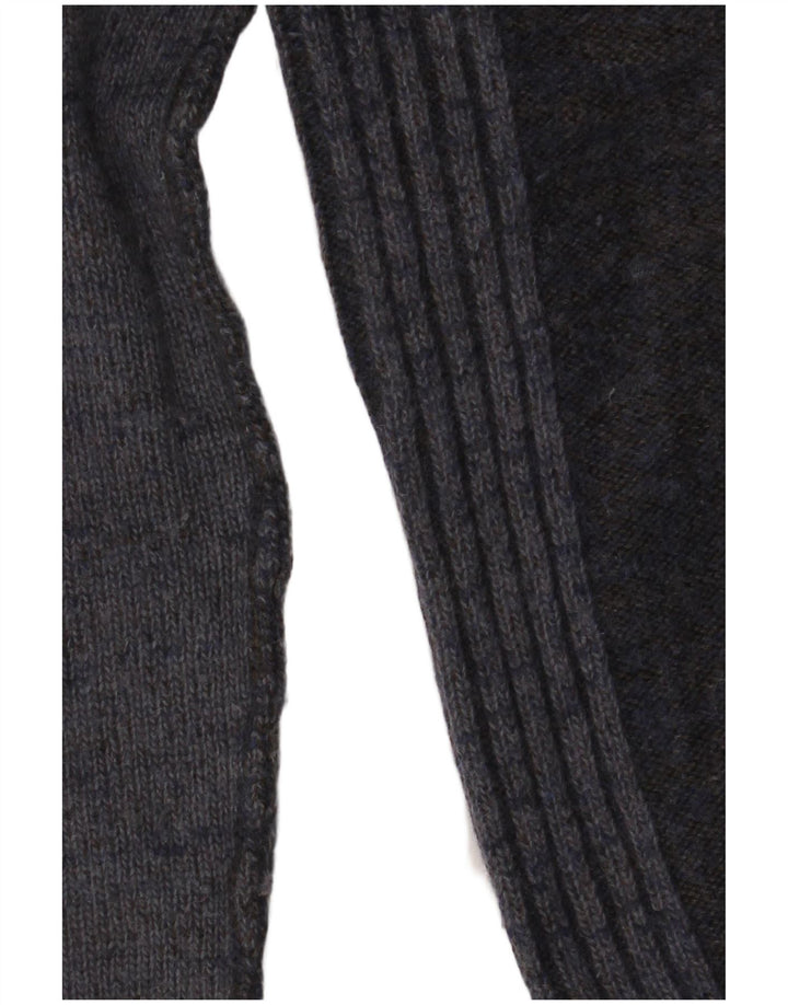 Pulover pentru bărbați Zara, cu decolteu rotund, din lână color bloc, gri mediu