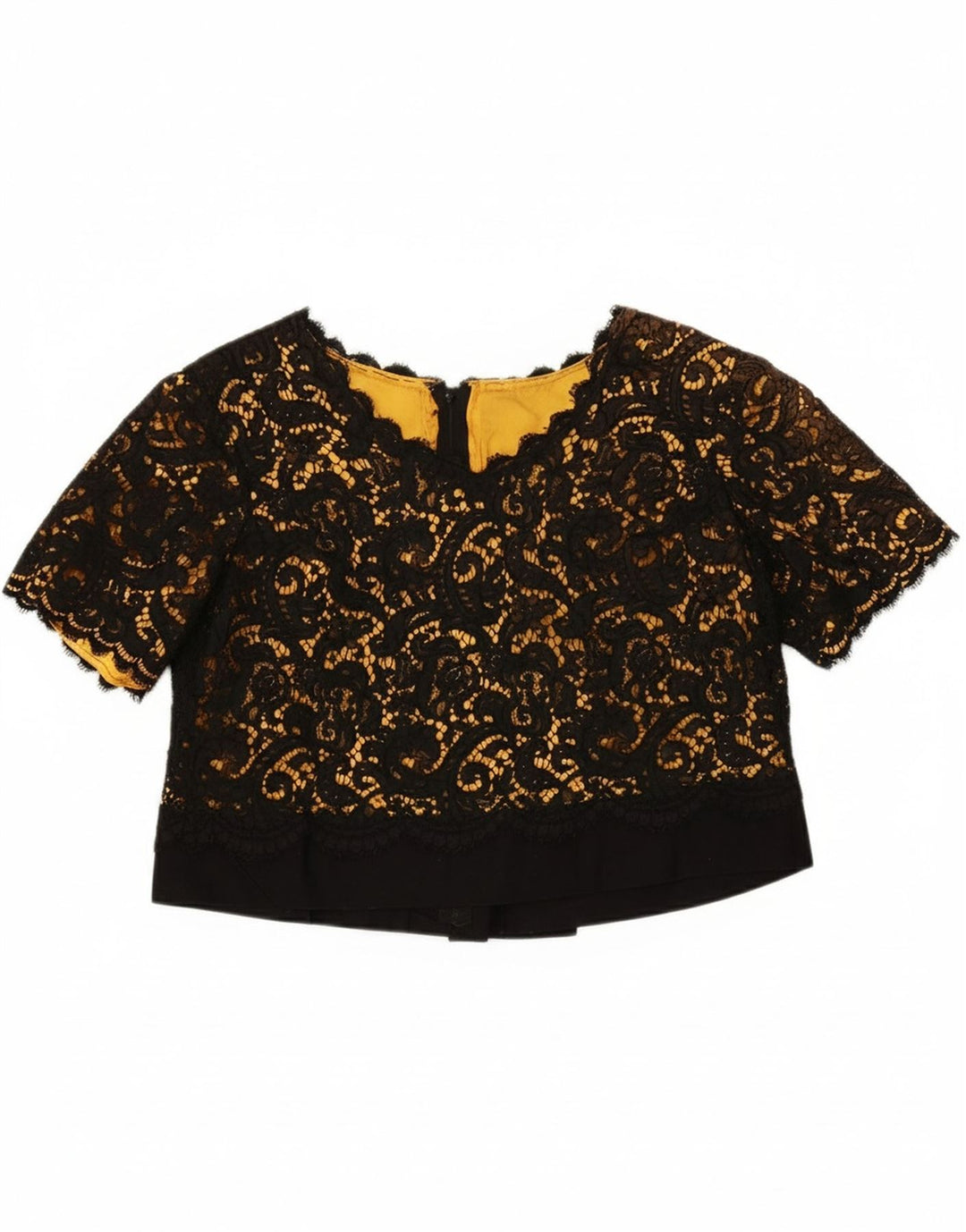 VINTAGE Womens Oversized Crop Blouse Top UK 10 Small Black
