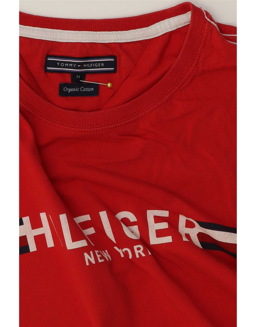 Tricou grafic Tommy Hilfiger pentru bărbați Top din bumbac roșu mediu