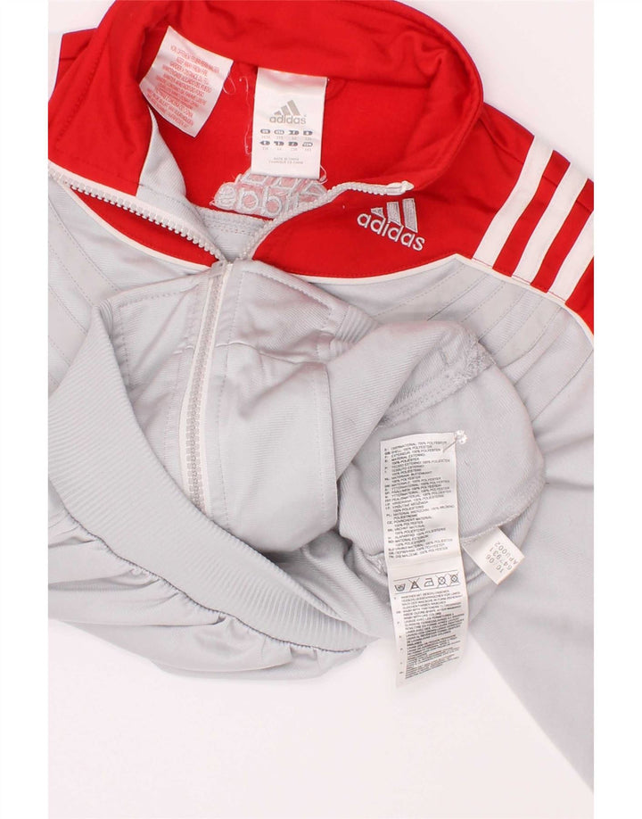 Jachetă de top pentru trening cu grafică Adidas pentru băieți 5-6 ani, gri Colorblock
