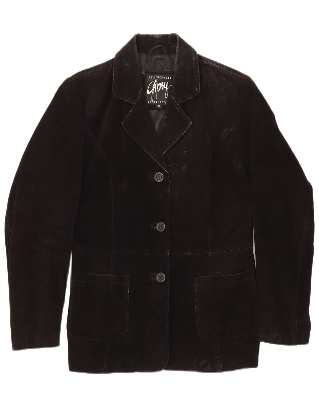 GYPSY Jachetă pentru femei din piele intoarsa cu 3 nasturi UK 14 Medium Negru